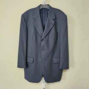 CHRISTIAN DIOR Vintage Men's Single-Breasted Gray Button Blazer Jacket Sz 42R